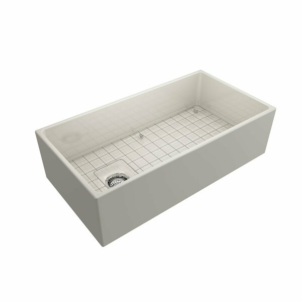 Bocchi Contempo Farmhouse Apron Front Fireclay 36 in. Single Bowl Kitchen Sink in Biscuit 1354-014-0120